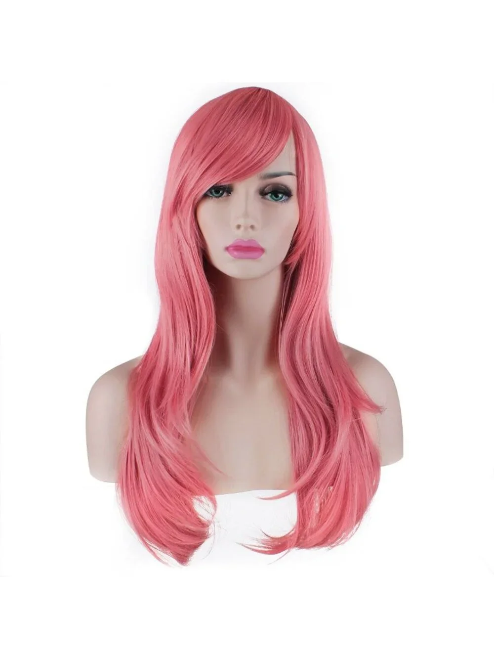 Women's Grey Pink 28 Inch Classic Long Synthetic Wavy Cosplay Curly Hair Wigs